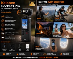 Kalobee Pocket3 Pro 4K Handheld Vlog Camera – Compact Creator Camera for Travel & Sports