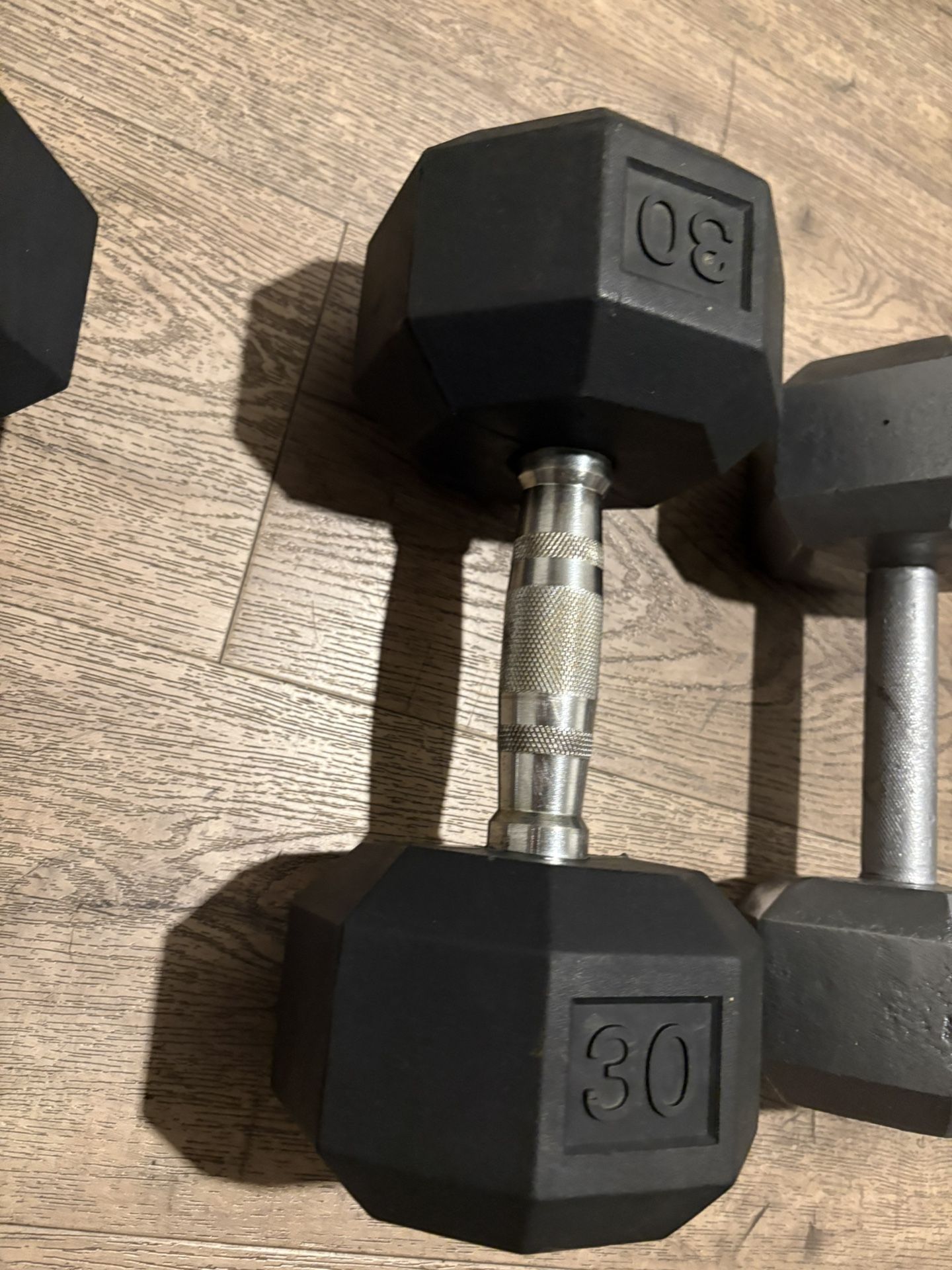 Miss-match (Iron/Iron Rubber Coat) Set Of Cast Iron Dumbbells: 20s & 30s Total: 100 lbs