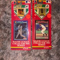 Ken Griffey Jr & Frank Thomas Collectors Pin (plus 91 Score Card) 