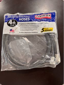 2 Pack Washing Machine Hoses, Black EPDM Rubber, 3/4 FGH X 3/4 Fittings - 4 ft.  Hot and cold hose    Fe4)