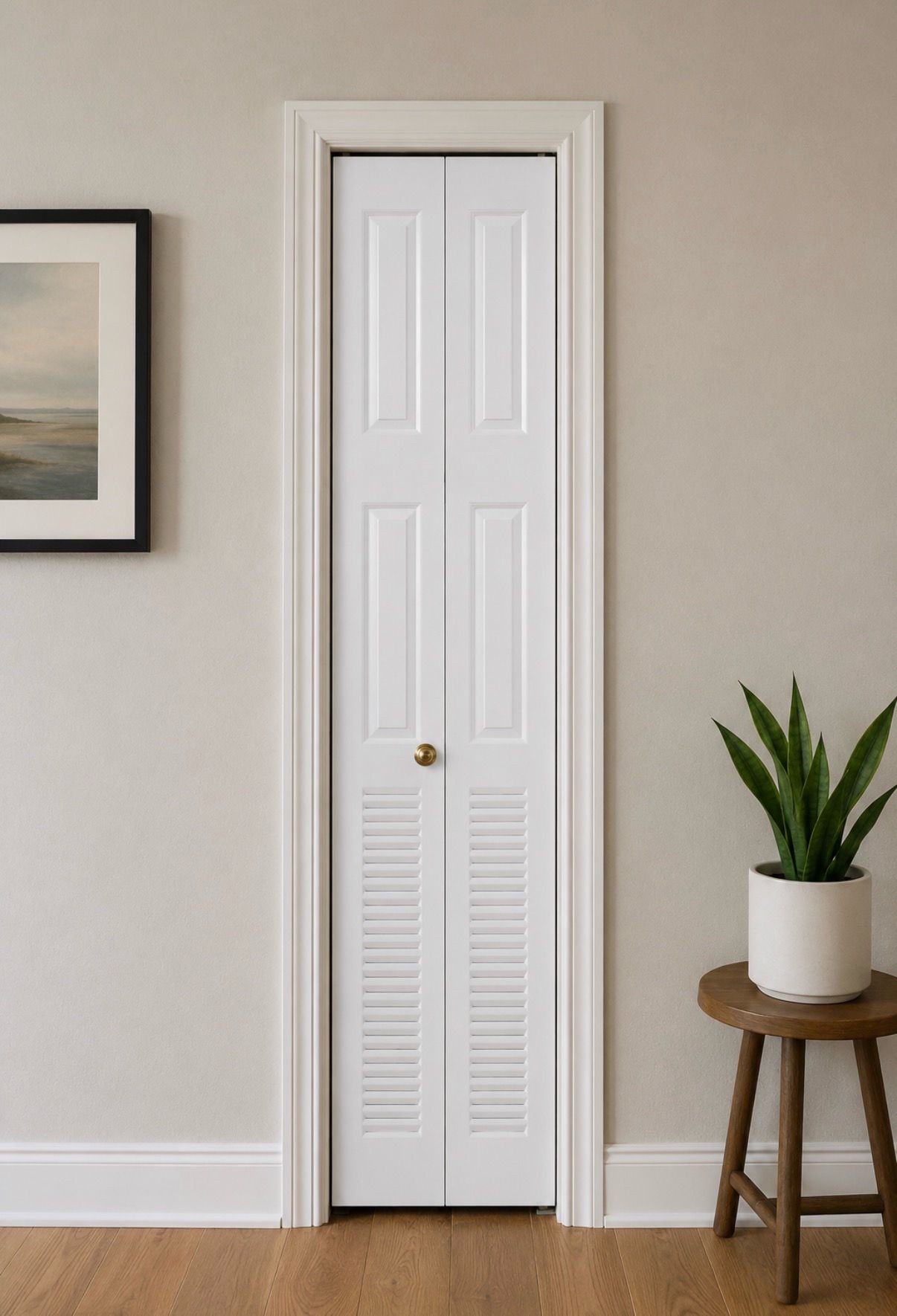 18” W x 80”T, Metal Bifold Closet Door w/ Plantation-Style Louvers