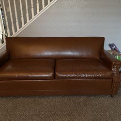 Leather Sofa with Pull Out Bed