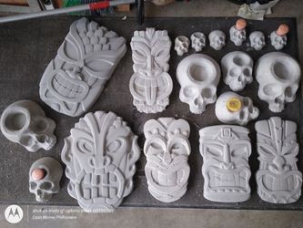 Concrete Tiki's And Skulls 