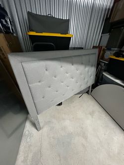 PENDING - Gray Tufted Upholstered Queen Headboard