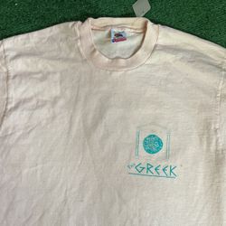 Vintage Greek T Shirt Pink Size L