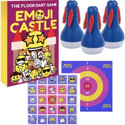 NEW Lawn Dart Game - Indoor & Outdoor Game for Kids, Yard Family Games for Kids and Adults with Inflatable Darts - Floor Dart Game, Theme - Emoji