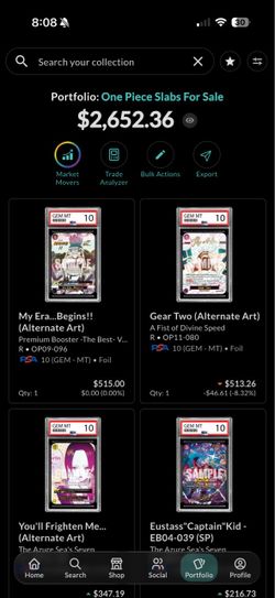 One Piece Card Game PSA Slab Collection