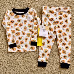 NEW Burts Bees toddler Halloween pumpkin pajamas size 18 months