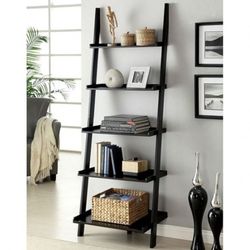 Ladder Shelf Black Finish Solid Wood,others. 25"x18"x72"h. New. Especial Price 
