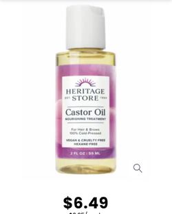 2 Brand New Heritage Store Castor Oil in a 2 fl oz bottle