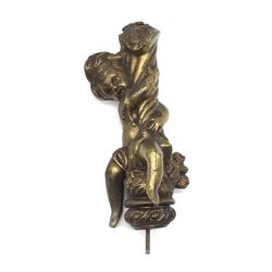 Vintage Cast Metal Detailed Cherub Table Lamp Topper Gold Tone Cherub Angel 