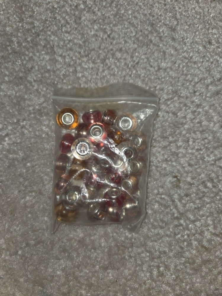 Pink, Red And Orange Large Whole Beads