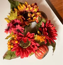 Home interiors Fall Sunflower Wreath with Pumpkins