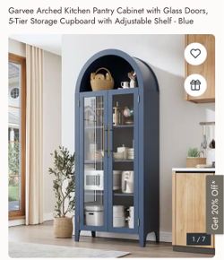 Garvee Arched Kitchen Pantry Cabinet – Blue
