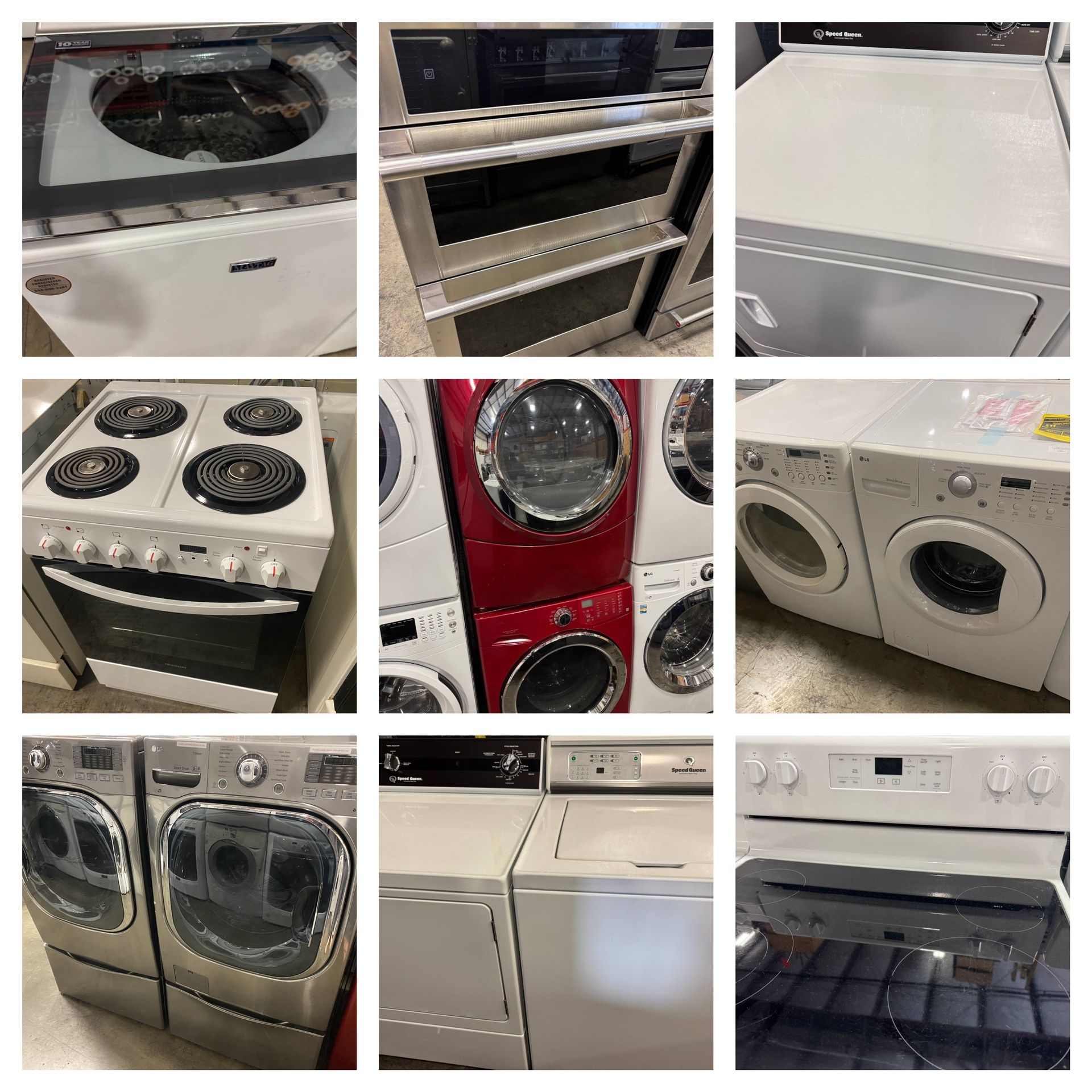 DRYER WASHING MACHINE WASHER TOP FRONT LOAD SET ELECTRIC GAS STOVE OVEN RANGE HOOD ATTACHMENT WARRANTY DELIVERY 