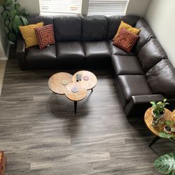Top-Grain Brown Leather Sectional Sofa – Large – by Palliser