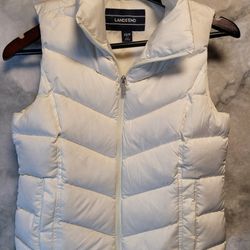 Land End White Down Puffer Vest Jacket Hyper Dry Women's Petite XS 2-4
