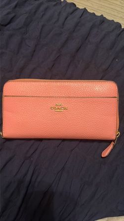 Coach Pink Leather Zip-Around Wristlet Wallet