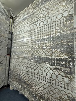 Large Abstract Area Rug Gray Gold