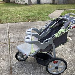 Instep Double Jogging Stroller Green And Grey