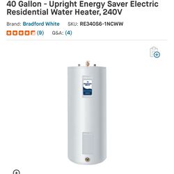 40 Gallon - Upright Energy Saver Electric Residential Water Heater, 240V