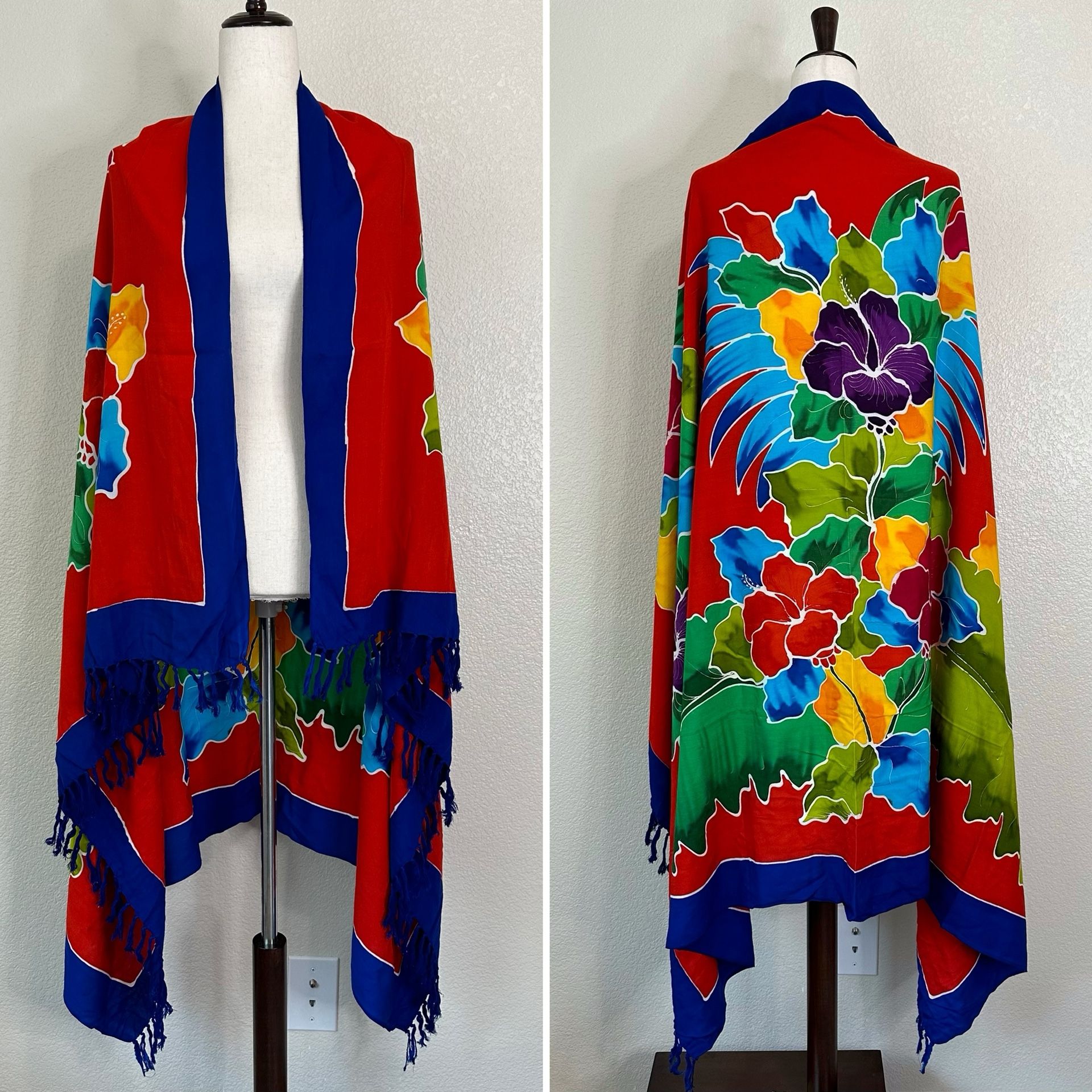 Boho Floral Fringe Sarong or Beach Blanket