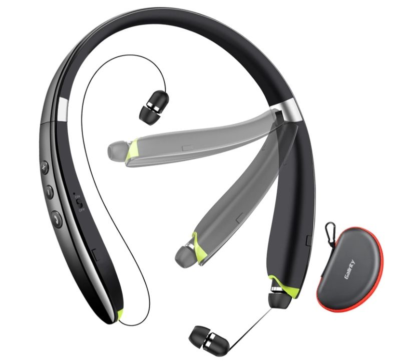 New Bluetooth Headphones, Upgraded Neckband Bluetooth Headset 24H Playtime Foldable Wireless