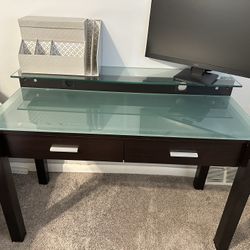 Office desk w/ glass top and drawers