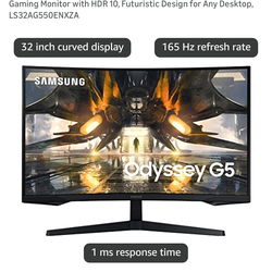 SAMSUNG 32" Odyssey G55A Curved Monitor with HDR 10, Futuristic Design