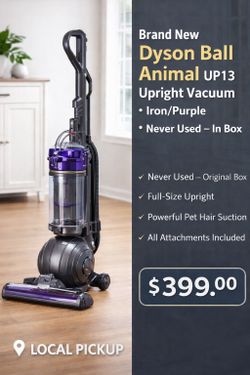 Brand New Dyson Ball Animal UP13 Upright Vacuum – Iron/Purple