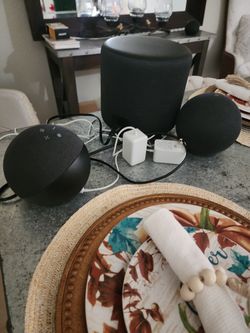 Two Amazon Echo and Subwoofer