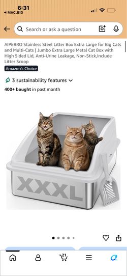 AIPERRO Stainless Steel Litter Box Jumbo Extra Large Metal Cat Box with High Sides Anti-Urine Leak Non-Stick