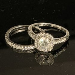 1.2ct Moissanite Engagement Ring Set (D Color VVS1) – GRA Certified