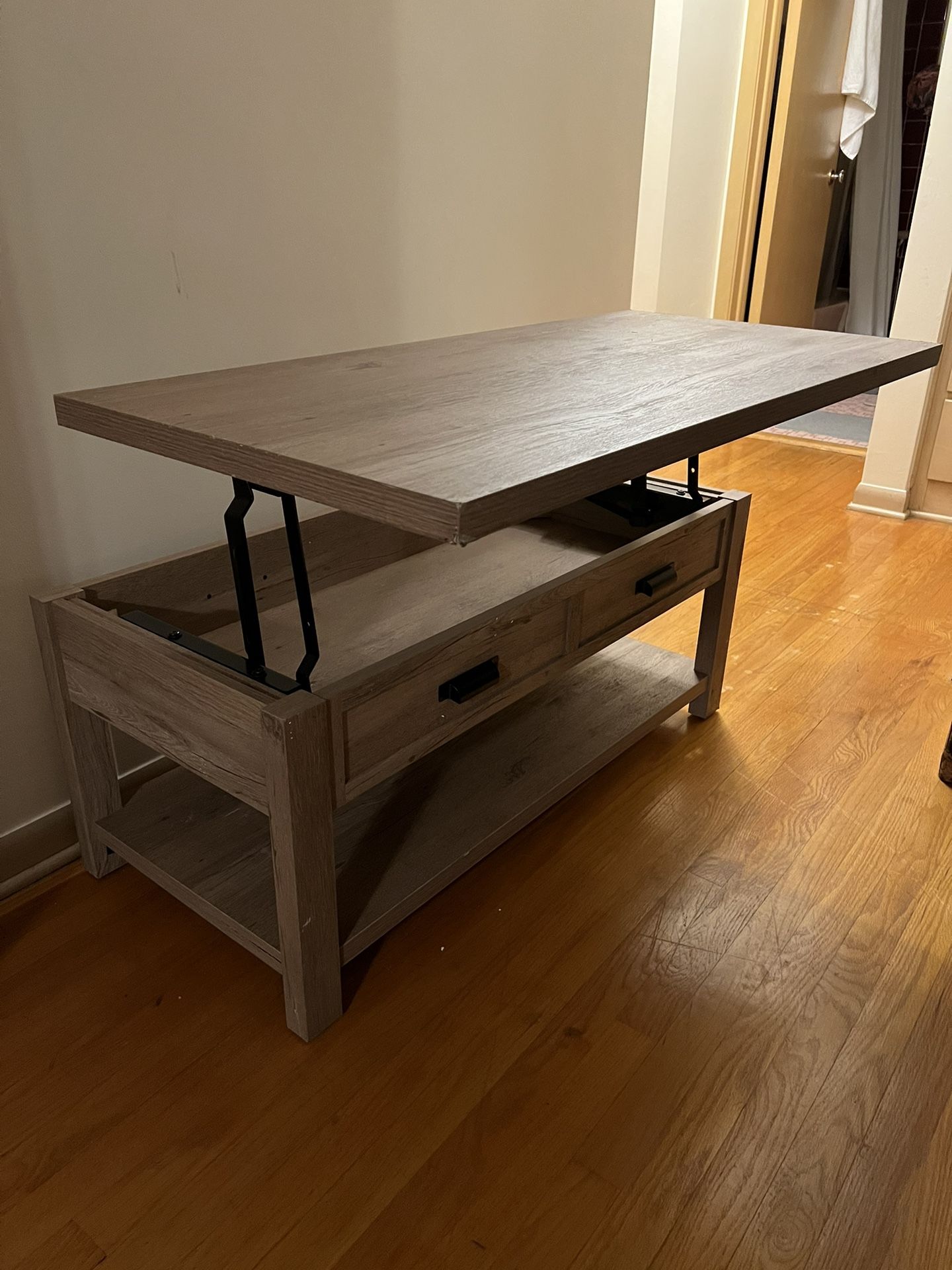 Better Homes & Gardens Modern Farmhouse Rectangle Lift Top Coffee Table, Rustic White finish