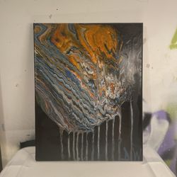 Dissolving Jupiter - Poured Acrylic on Canvas