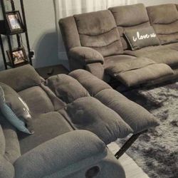 Tulen Gray Manual Reclining Sofa & Loveseat