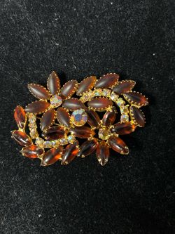 Vintage Topaz and Aurora Borealis Brooch