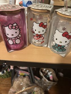 New Hello Kitty Glass Drinkware with Straw