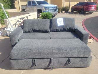 Living Spaces Sebastian Slate Chenille Fabric 92" Convertible Futon Sleeper Sofa Bed