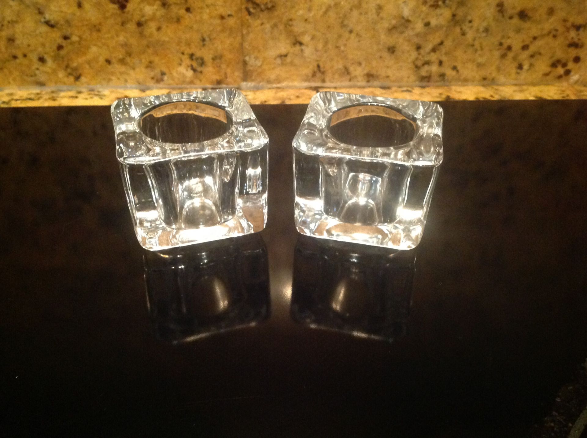 2 Glass Votive Candle Holders