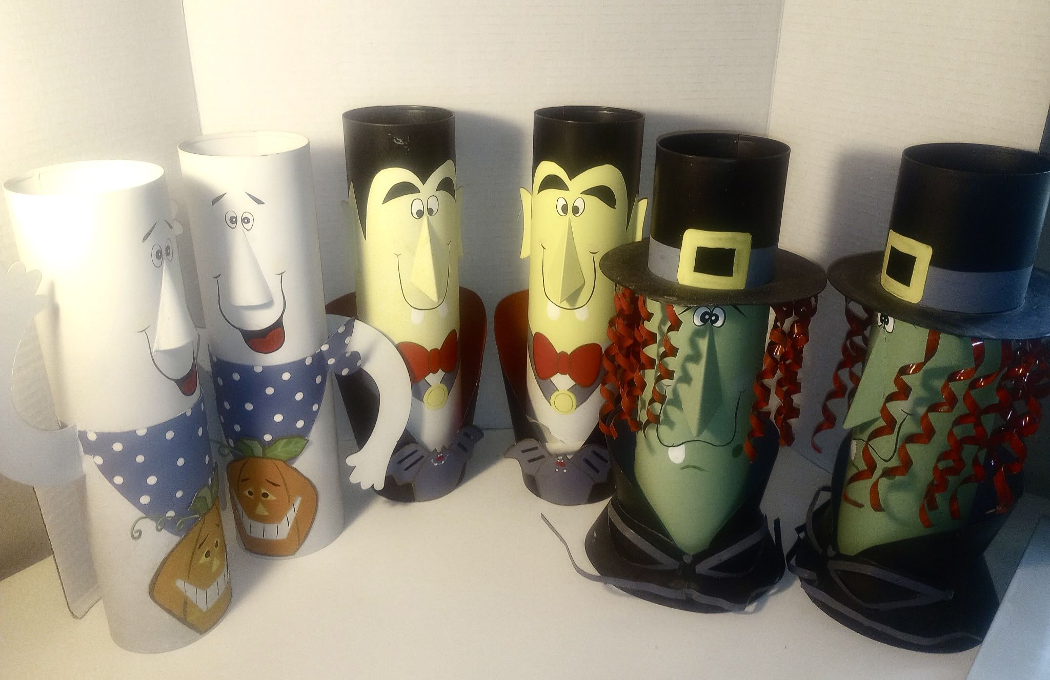 Vintage Handcrafted Metal Tube Halloween Figures