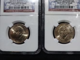 2x 2007 $1 NGC Certified BU P & D 1st day issues