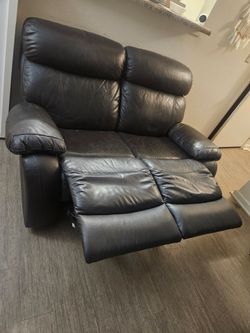 Black Leather Reclining Loveseat