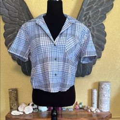 Sunday Best Plaid Button-Up Cropped Shirt
