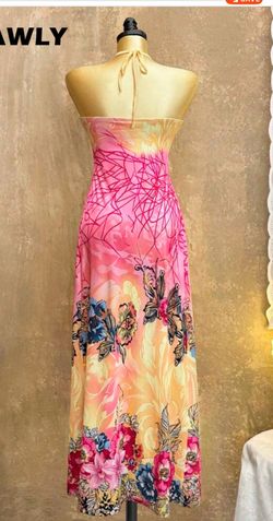 Vibrant floral halter maxi dress