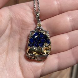 Blue Spinel Panther Pendant