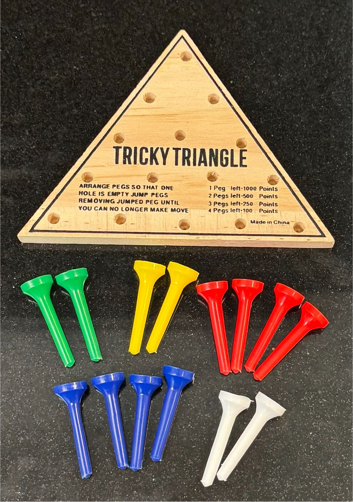 πΊπ Tricky Triangle Board Game, 14 Pegs (brand new)