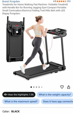 Treadmills for Home Walking Pad Machine- Foldable Treadmill with Handle Bar for Running Jogging Gym Compact Portable Small Caminadora Electrica Foldin