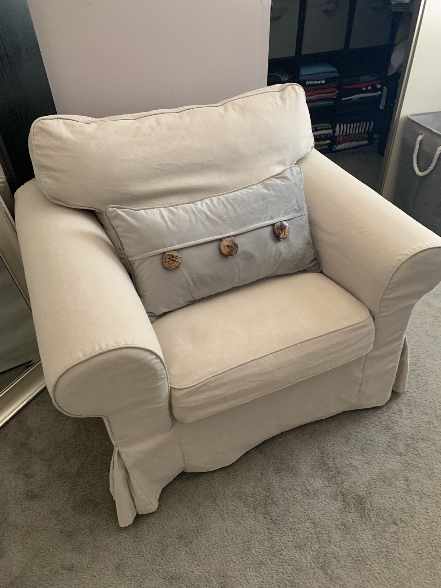Ikea chair with beige cover