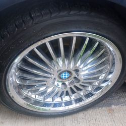 CLEAN CHROME 5x120 18inch RIMS RINES w. NEW TIRES